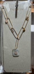 Layered Flower Pendant Necklace - W14-0031
