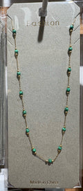 Green Bead Station Necklace - W14-0034