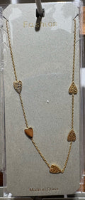 Textured Heart Station Necklace - W14-0039