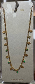 Green Bead Disc Fringe Necklace - W14-0043