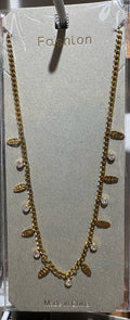 Gold-Tone Disc Fringe Necklace - W14-0045