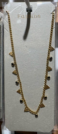 Black Bead Triangle Charm Necklace - W14-0047