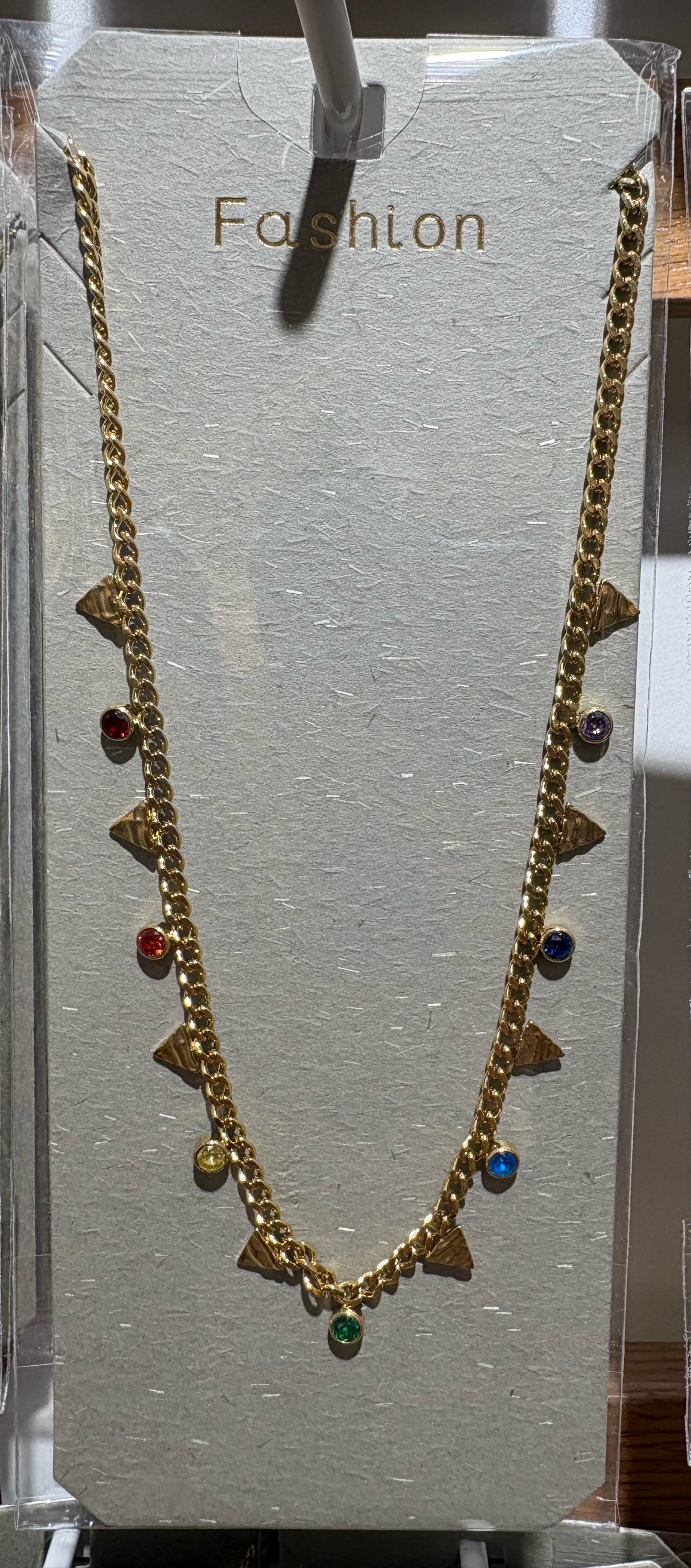 Colorful Bead Triangle Necklace - W14-0051