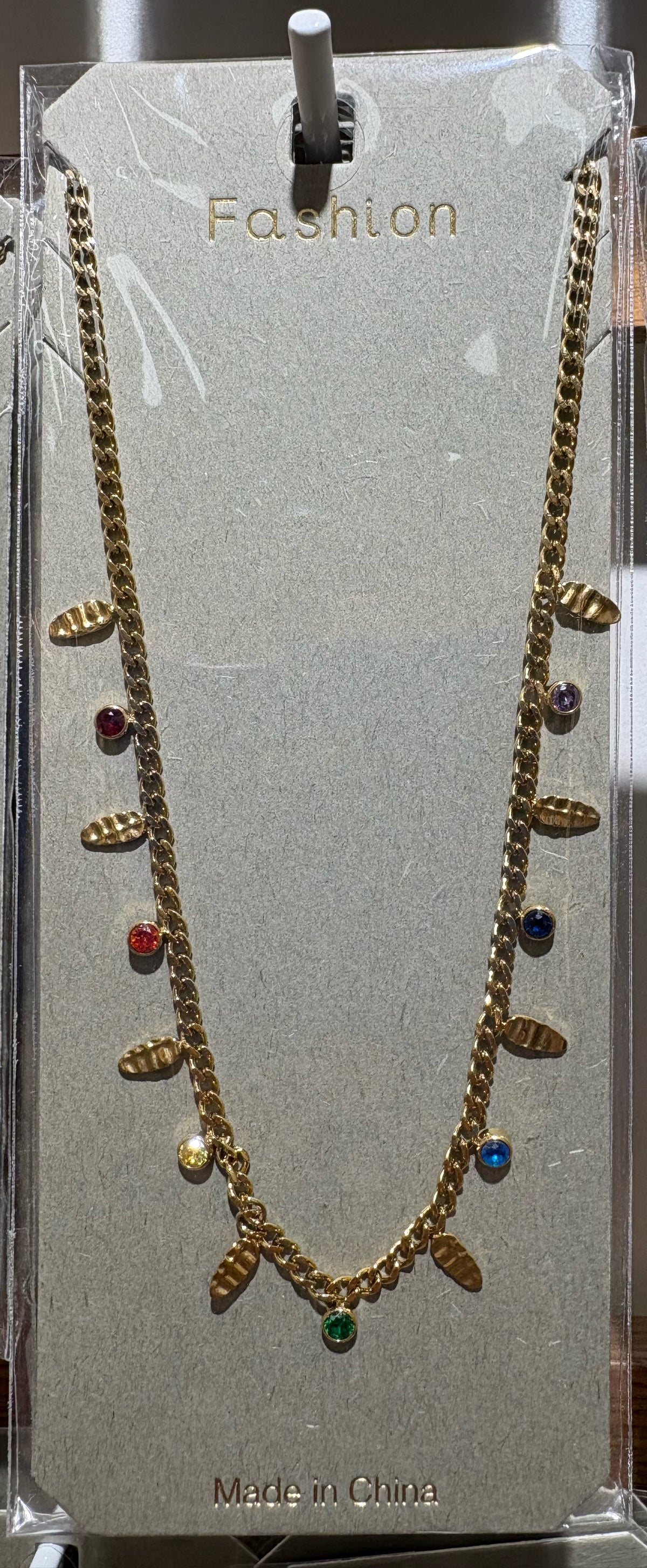 Colorful Bead Leaf Fringe Necklace - W14-0053