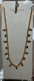 Black Bead Drop Fringe Necklace - W14-0056