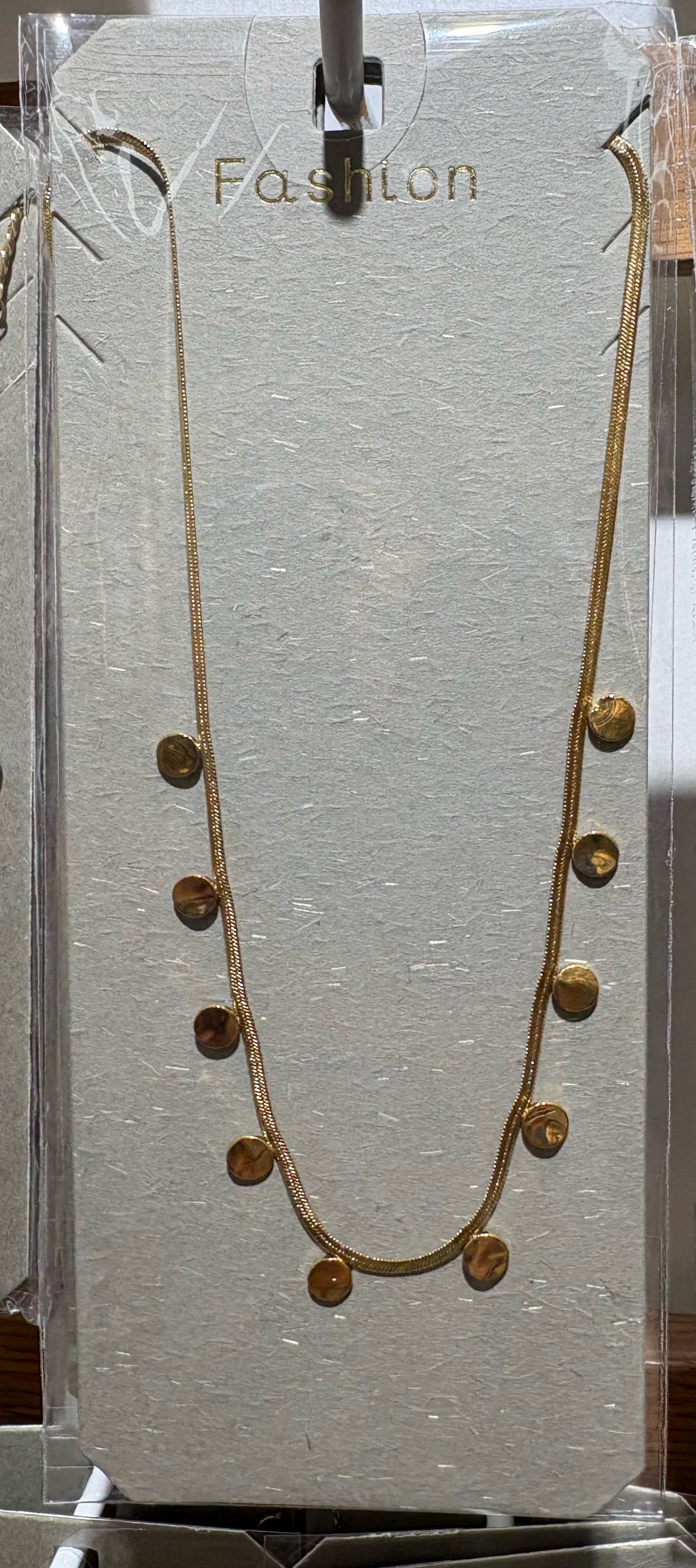 Textured Round Charm Necklace - W14-0066