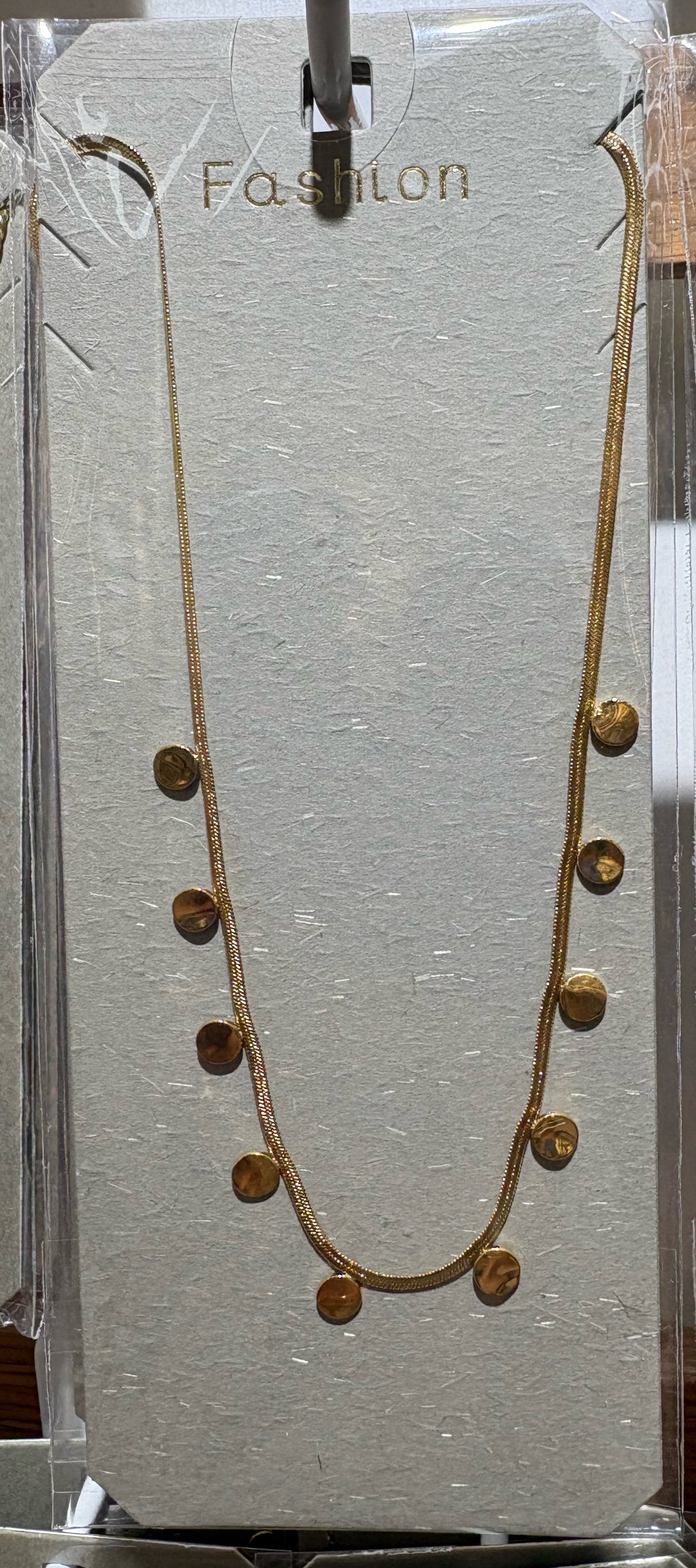 Textured Round Charm Necklace - W14-0066