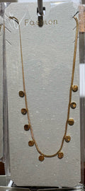 Textured Round Charm Necklace - W14-0066
