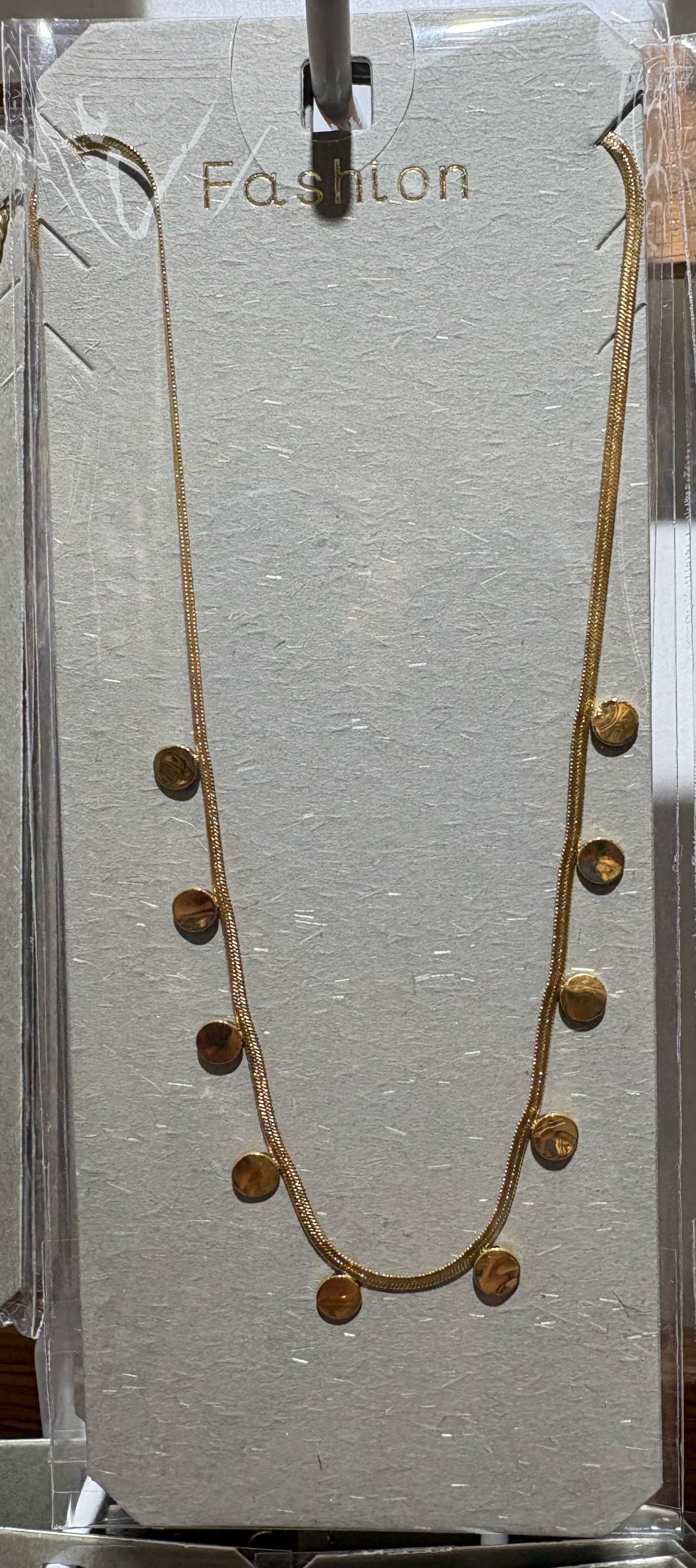Textured Round Charm Necklace - W14-0066