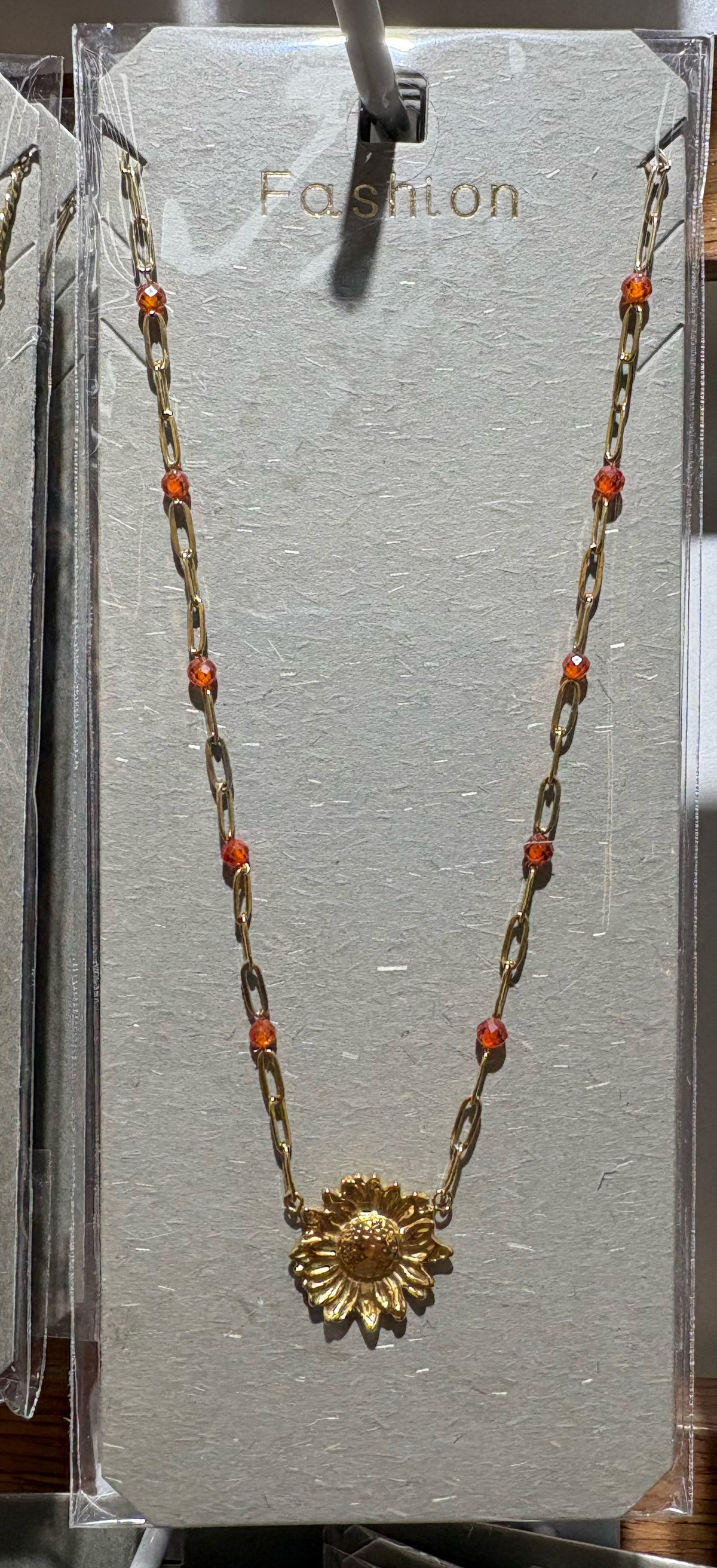Sunflower Pendant Bead Necklace - W14-0073
