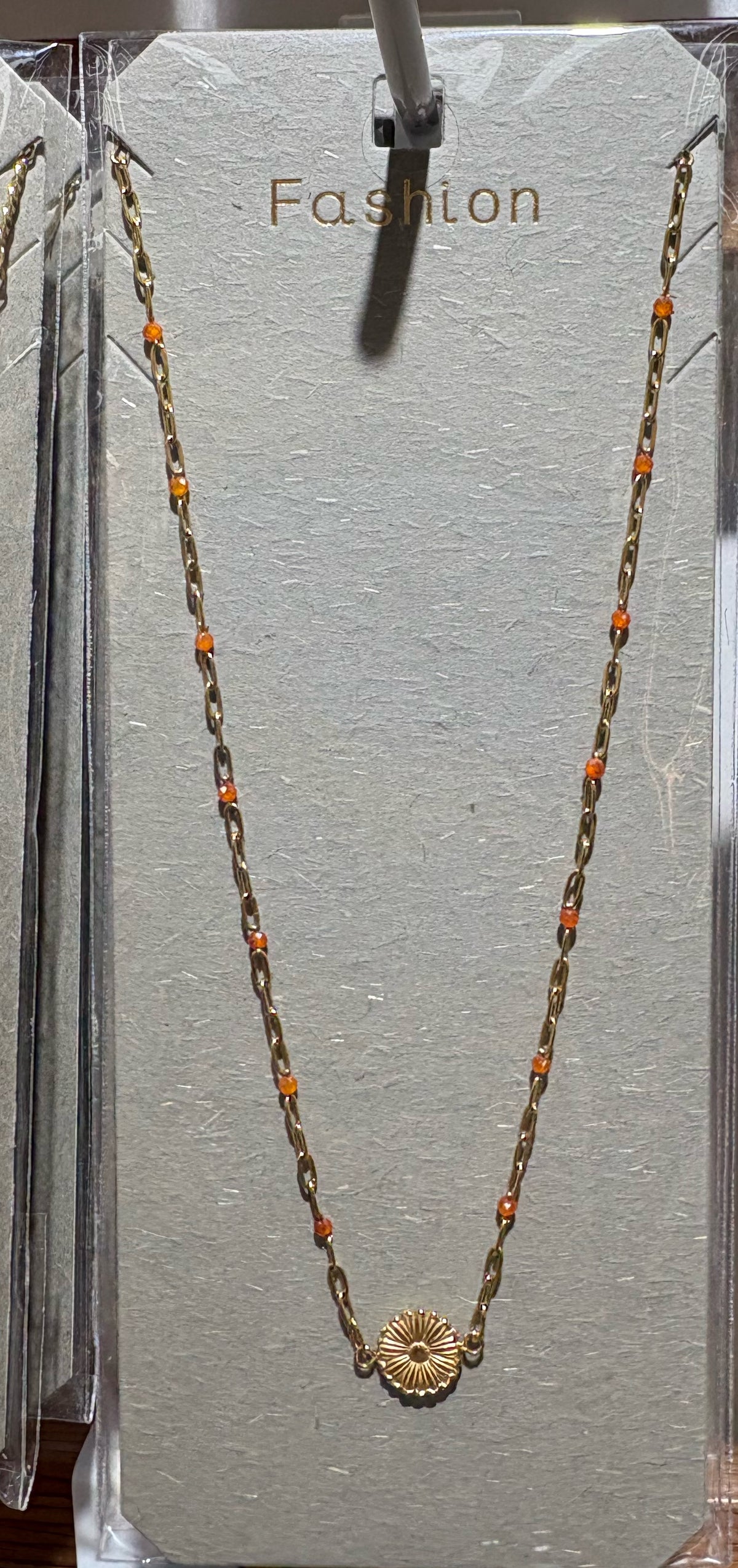 Mini Sun Pendant Bead Necklace - W14-0074