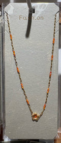 Flower Pendant Bead Necklace - W14-0075