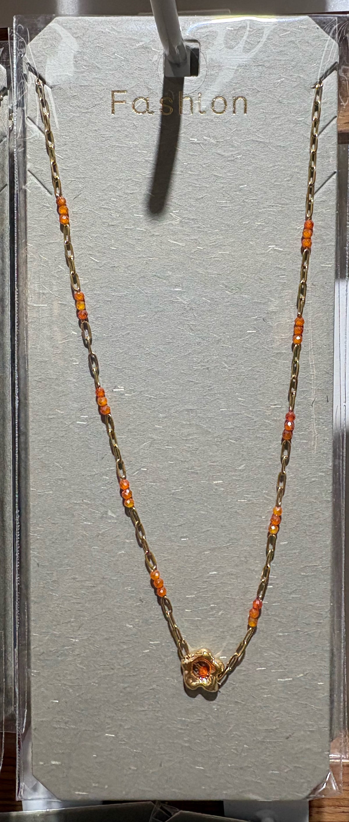 Flower Pendant Bead Necklace - W14-0075