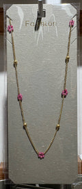 Pink Flower Mixed Bead Necklace - W14-0078
