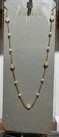 Sun Charm White Bead Necklace - W14-0081