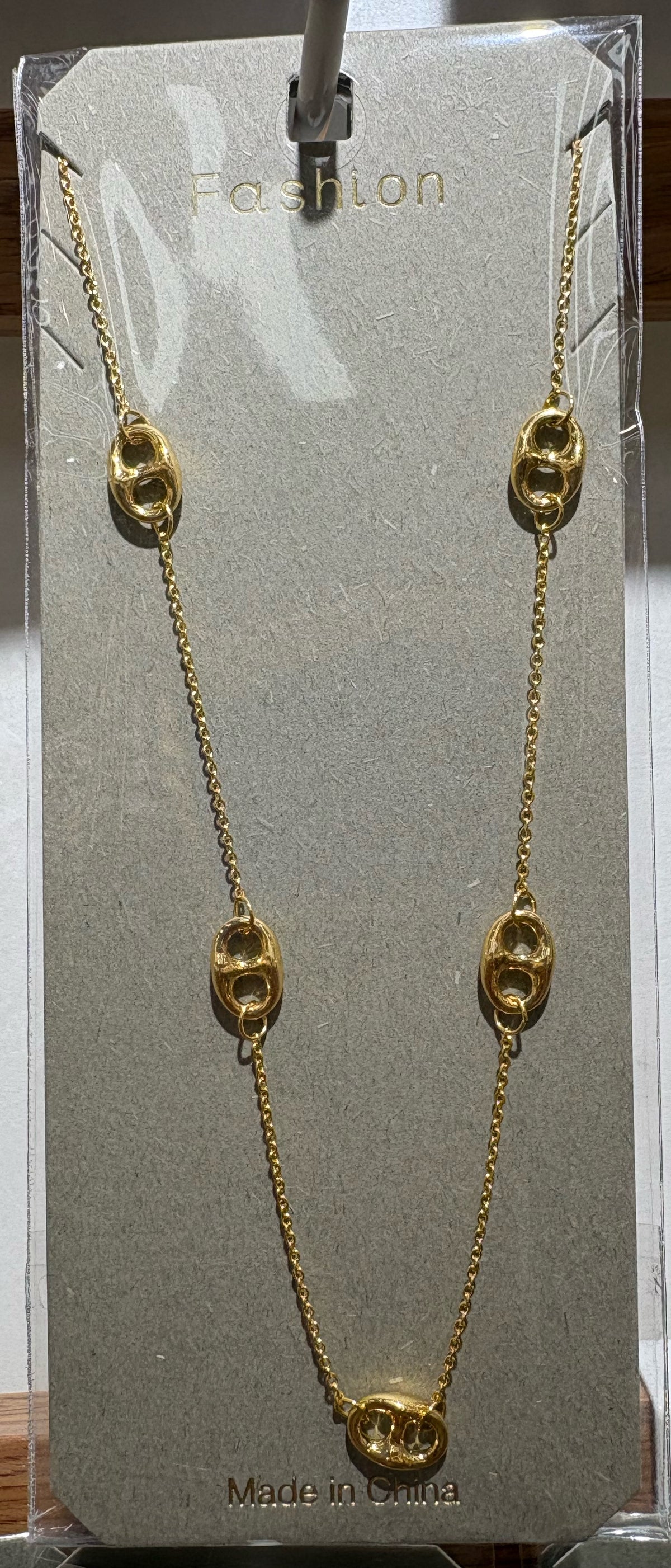 Oval Link Station Necklace - W14-0083