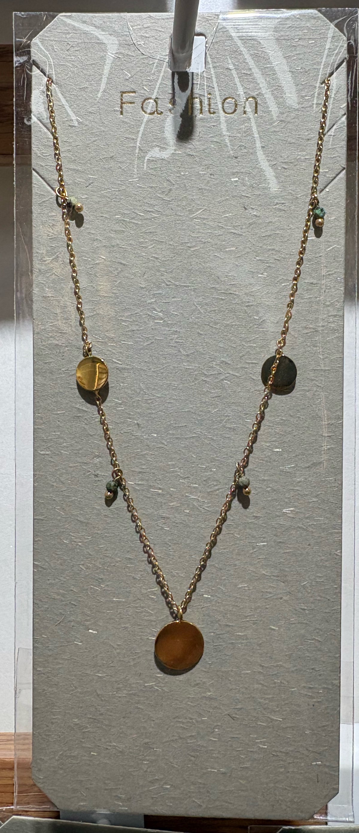 Disc Pendant Mixed Charm Necklace - W14-0088