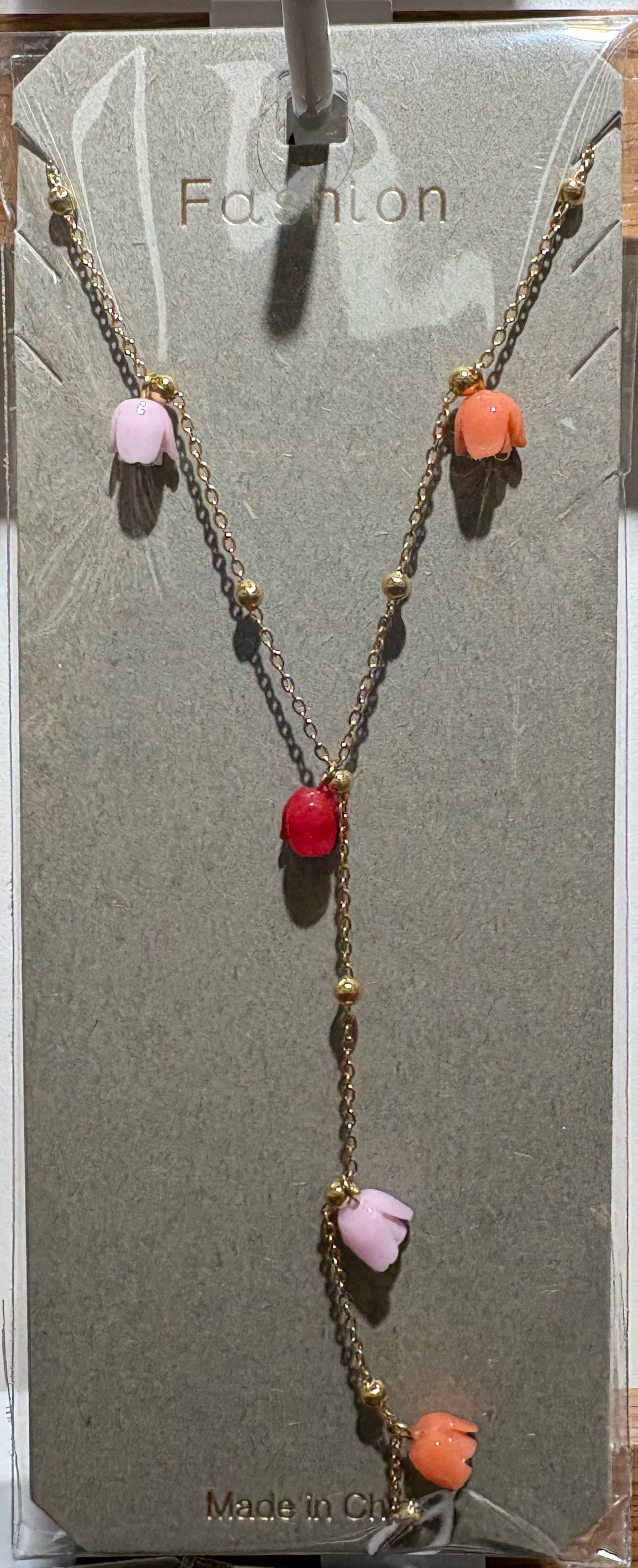 Colorful Heart Lariat Necklace - W14-0093