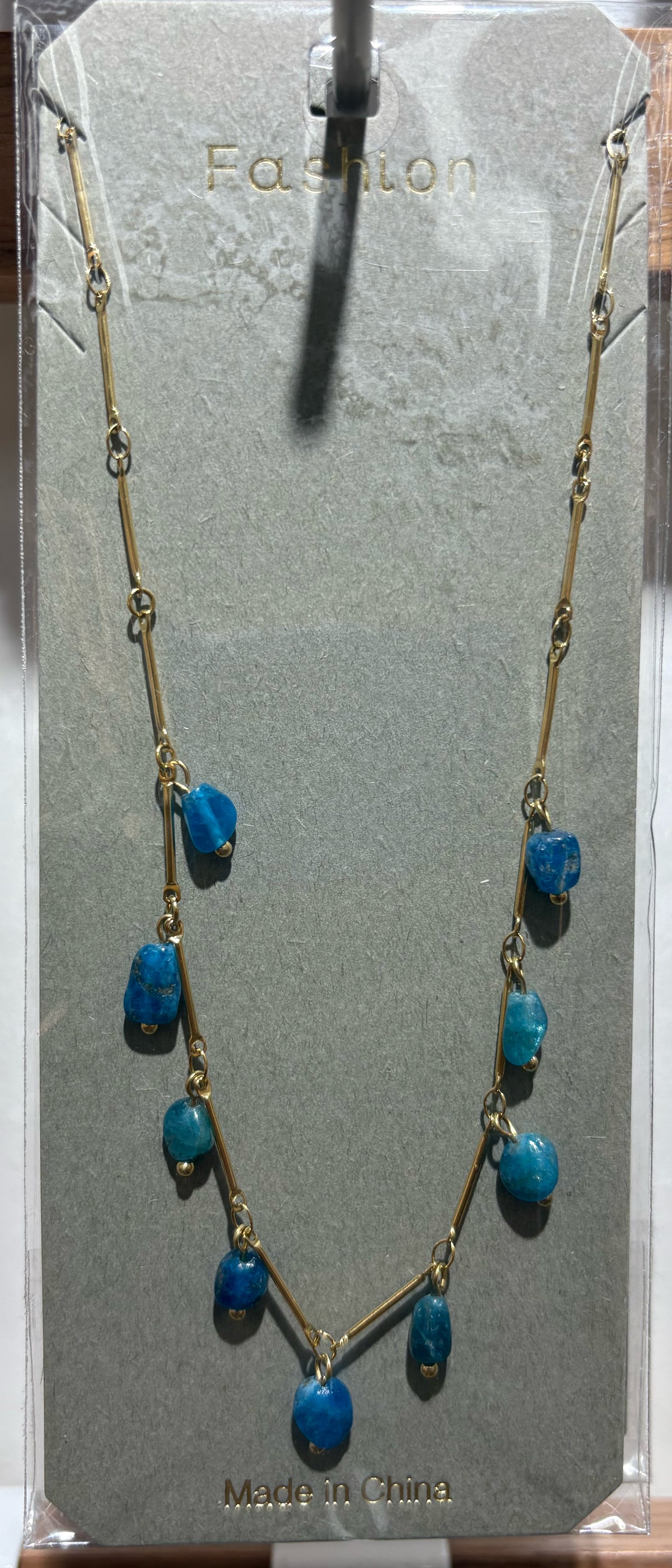 Blue Drop Bead Necklace - W14-0097