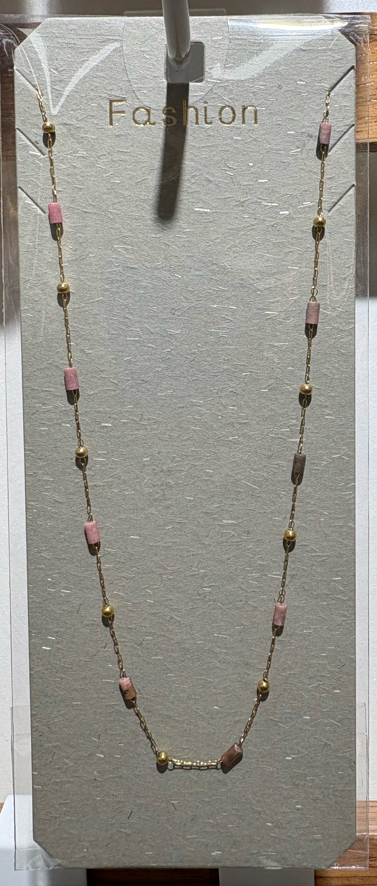 Pastel Bead Station Necklace - W14-0104