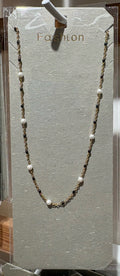 Black White Bead Necklace - W14-0108