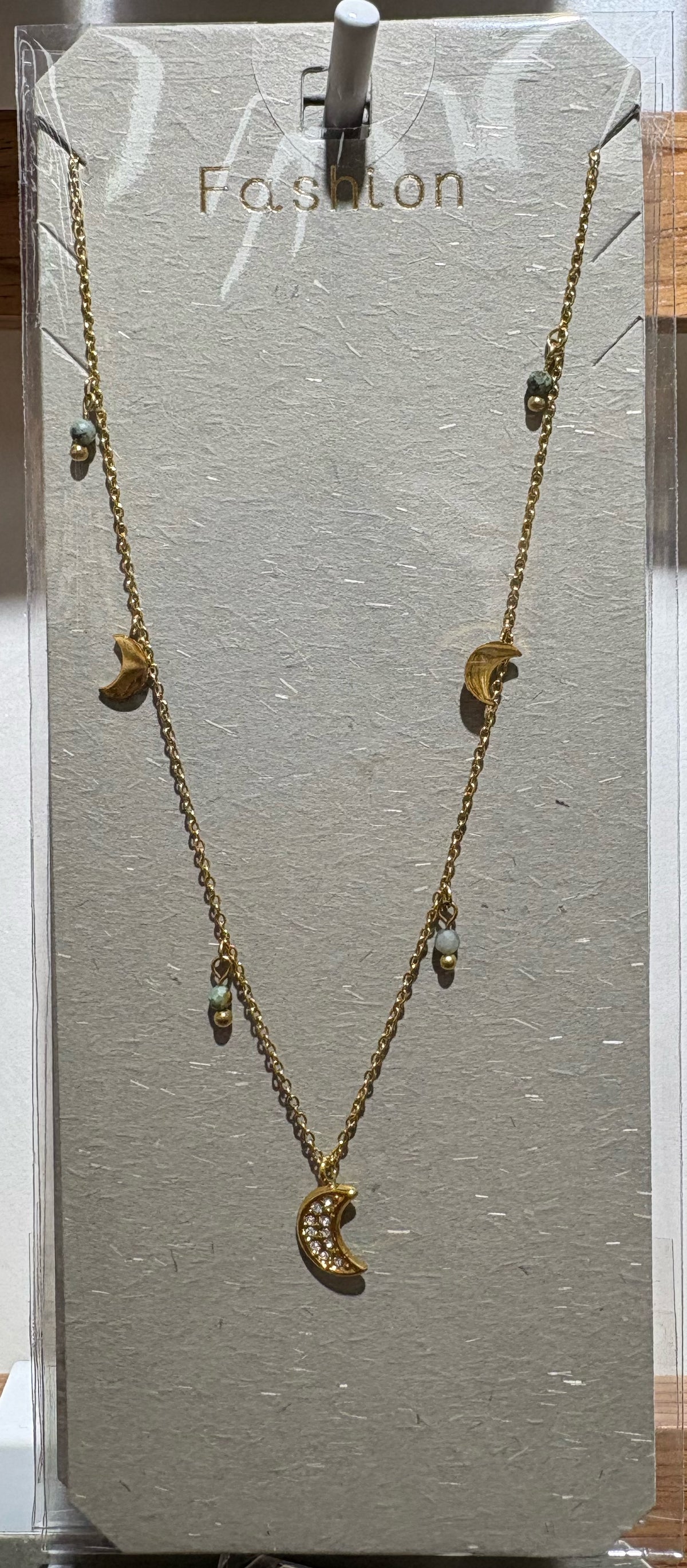 Crescent Pendant Charm Necklace - W14-0109