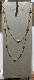 Layered Heart Bead Necklace - W14-0115
