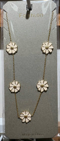 White Pinwheel Flower Necklace - W14-0120