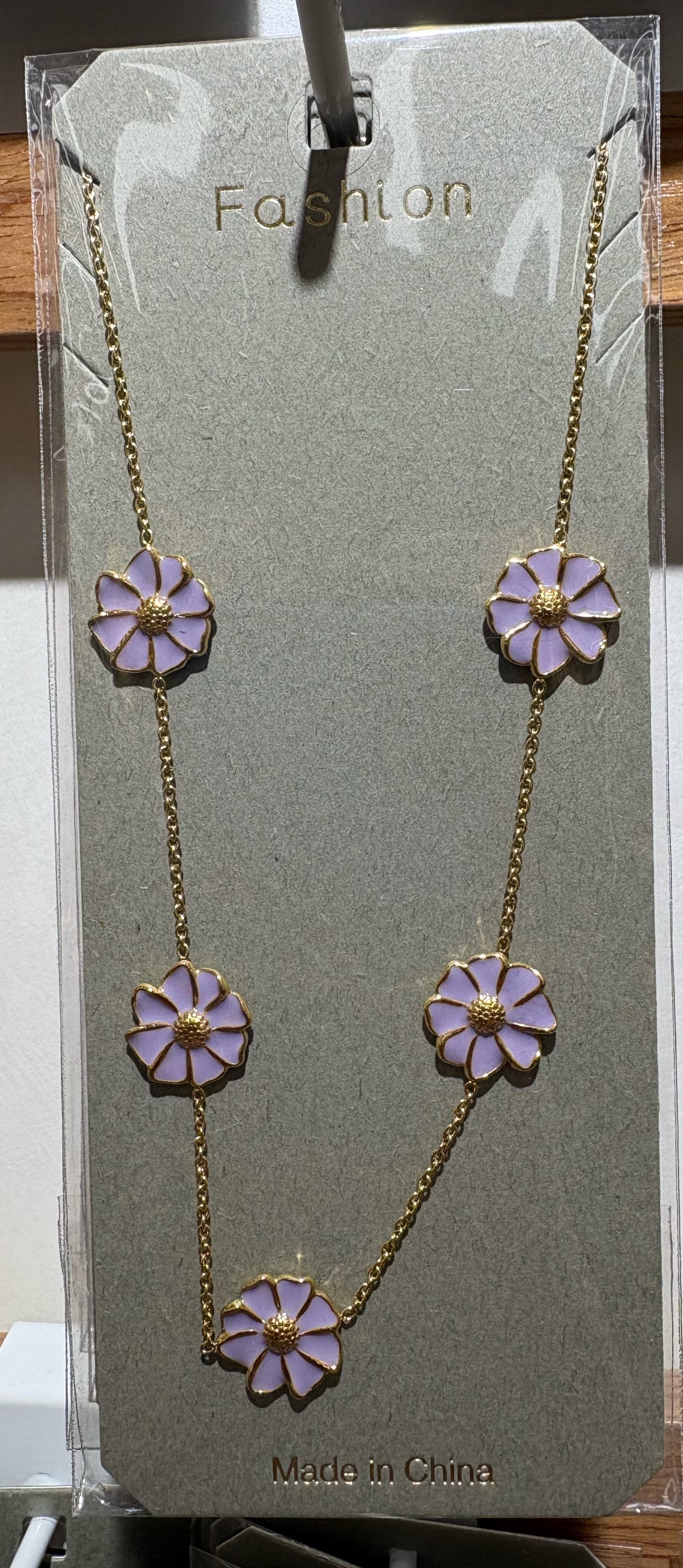 Lavender Flower Station Necklace - W14-0121