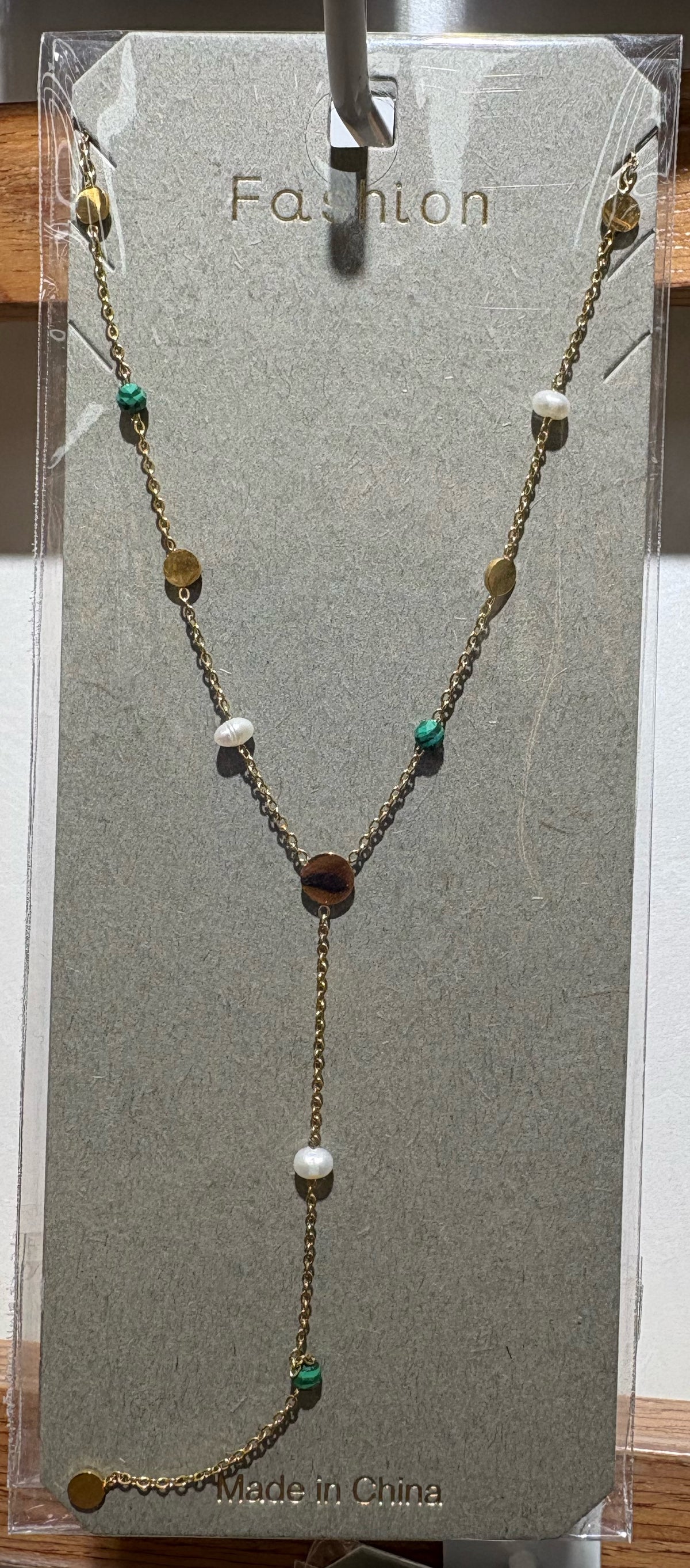 Mixed Bead Charm Lariat Necklace - W14-0127