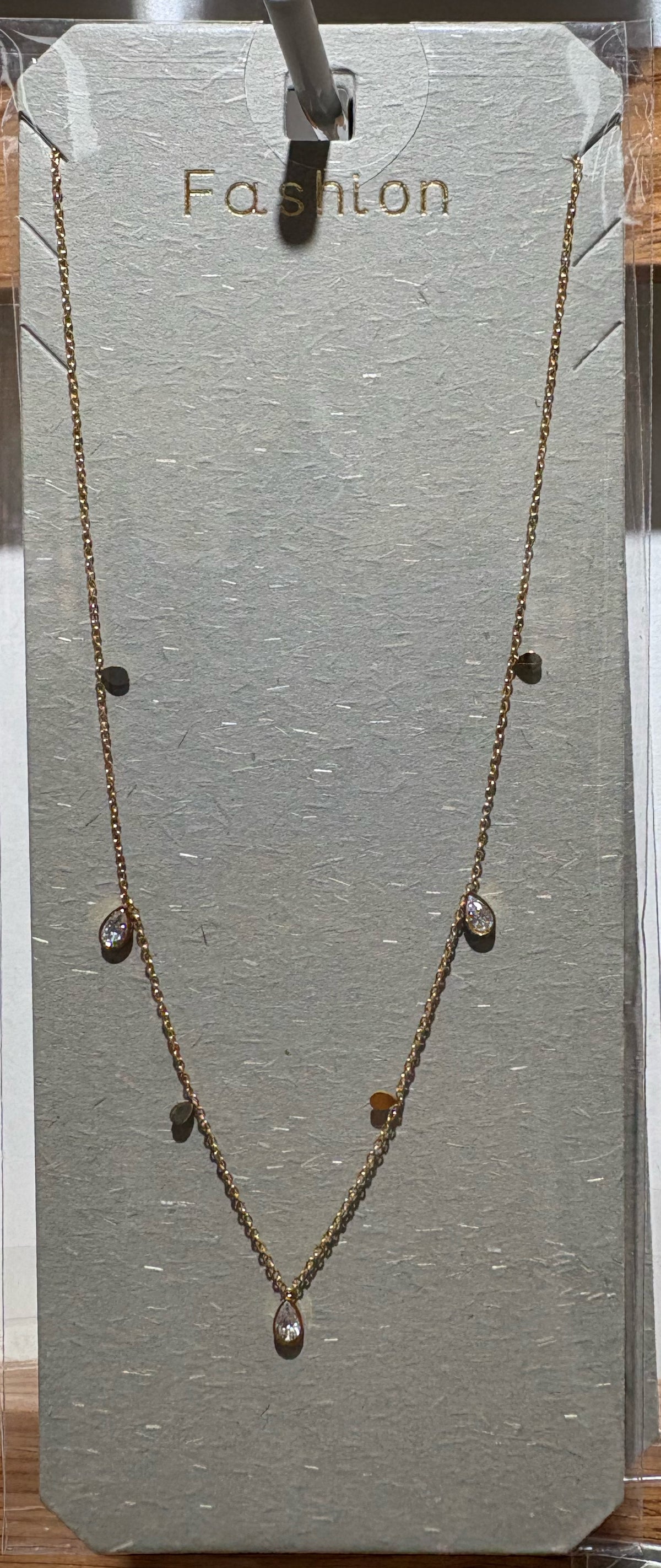 Pink Oval Drop Charm Necklace - W14-0132