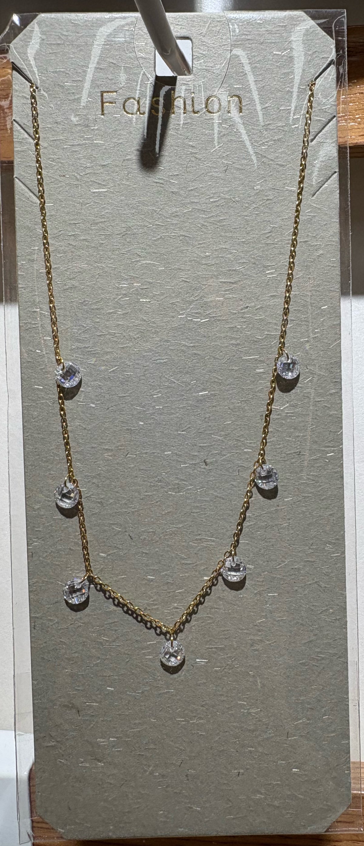 Silver-Tone Disc Charm Necklace - W14-0133