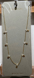 White Bead Heart Charm Necklace - W14-0137
