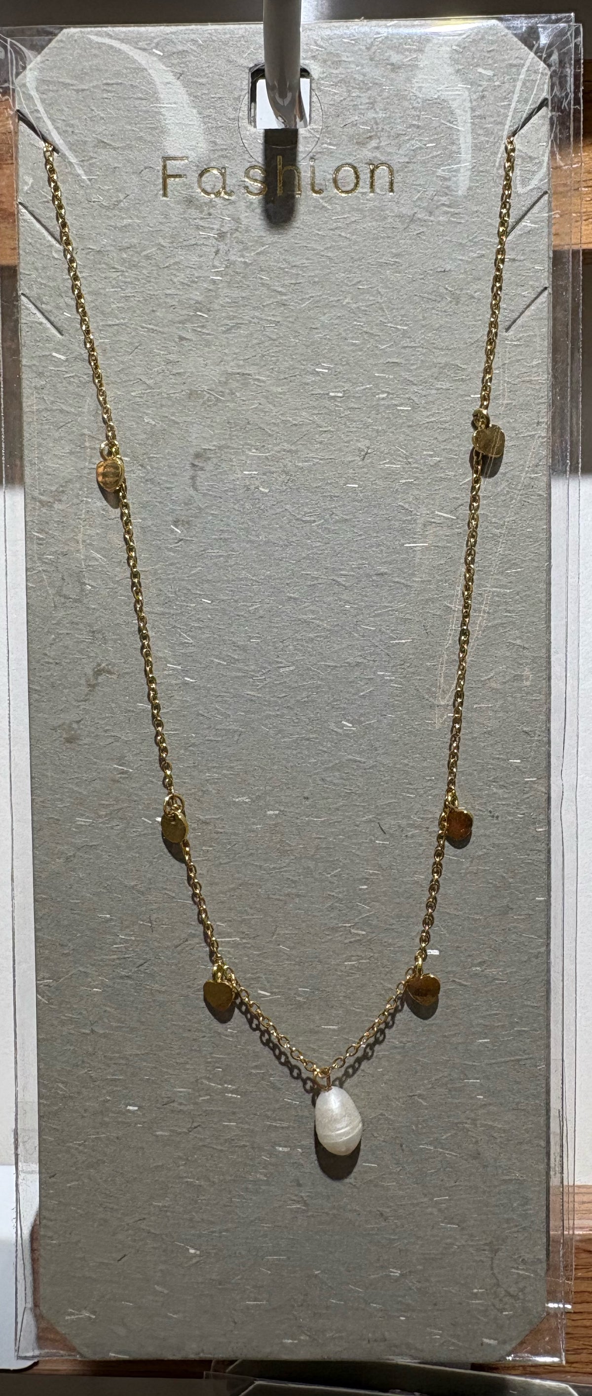 White Oval Drop Pendant Necklace - W14-0150
