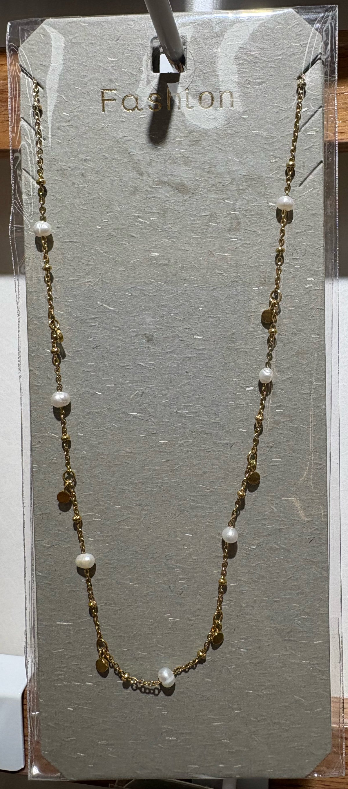 White Bead Petite Charm Necklace - W14-0153