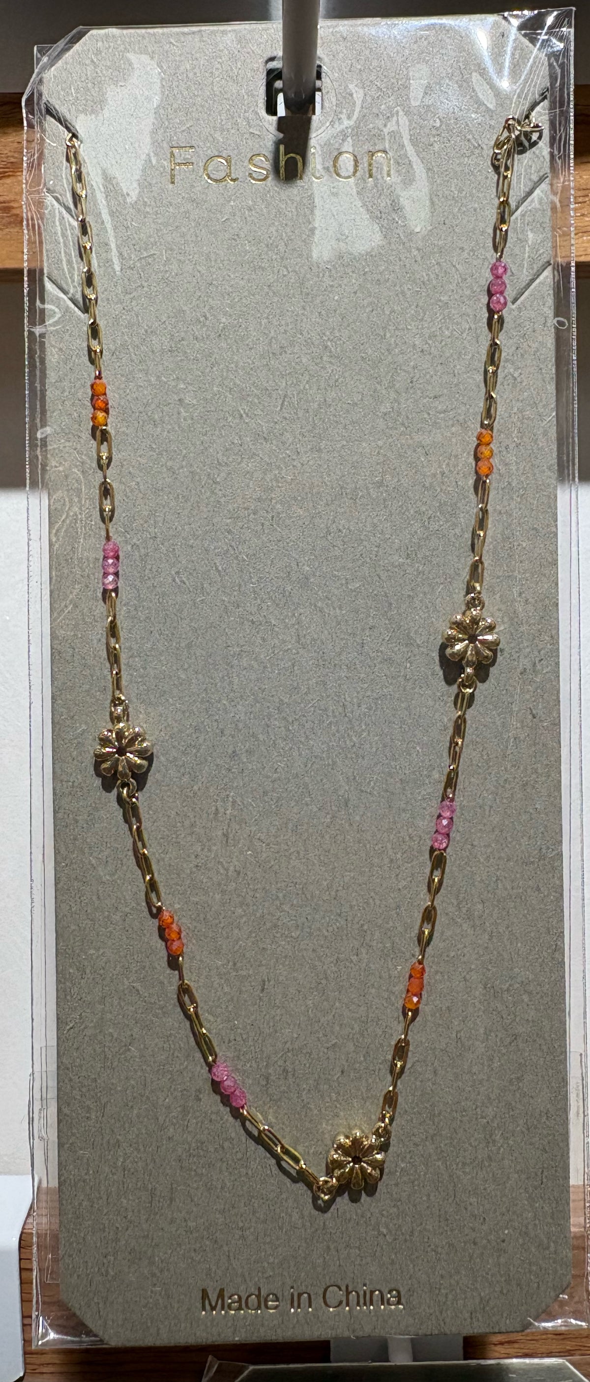 Colorful Bead Daisy Necklace - W14-0162