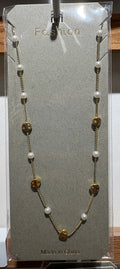 White Bead Flower Chain Necklace - W14-0169