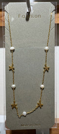 White Bead Starfish Necklace - W14-0171