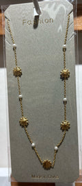 Sunburst White Bead Necklace - W14-0183