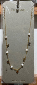 White Bead Star Charm Necklace - W14-0186