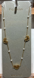 Shell Pendant White Bead Necklace - W14-0191