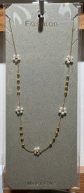 White Flower Chain Necklace - W14-0192