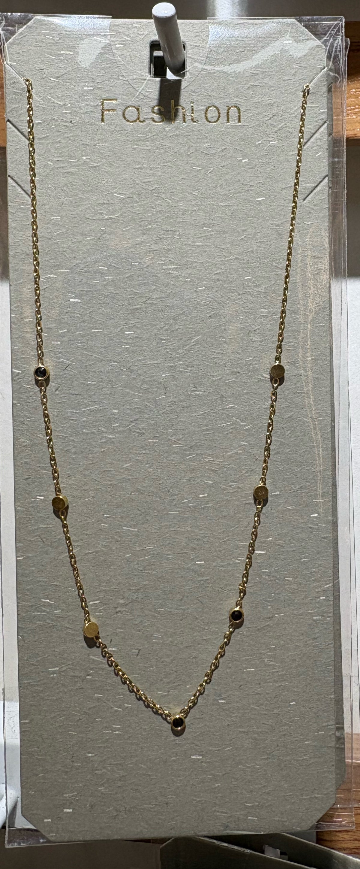 Mini Dark Bead Chain Necklace - W14-0198
