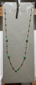 Green Bead Delicate Chain Necklace - W14-0201