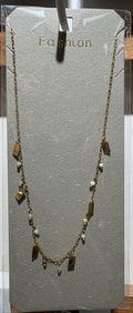 White Bead Triangle Charm Necklace - W14-0206