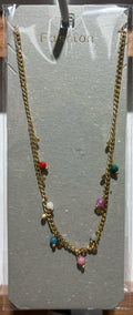 Colorful Bead Fringe Chain Necklace - W14-0207