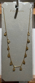 Geometric Charm Fringe Necklace - W14-0216
