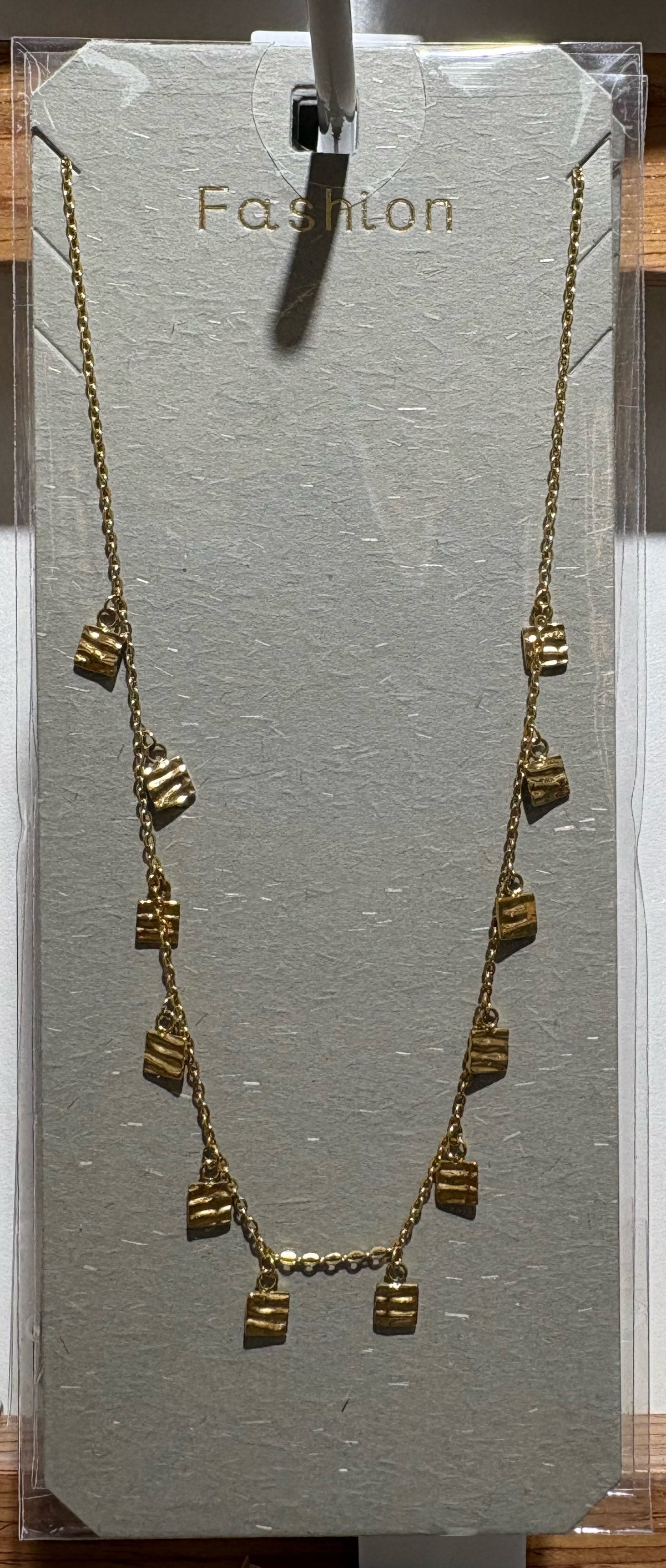Geometric Charm Fringe Necklace - W14-0216