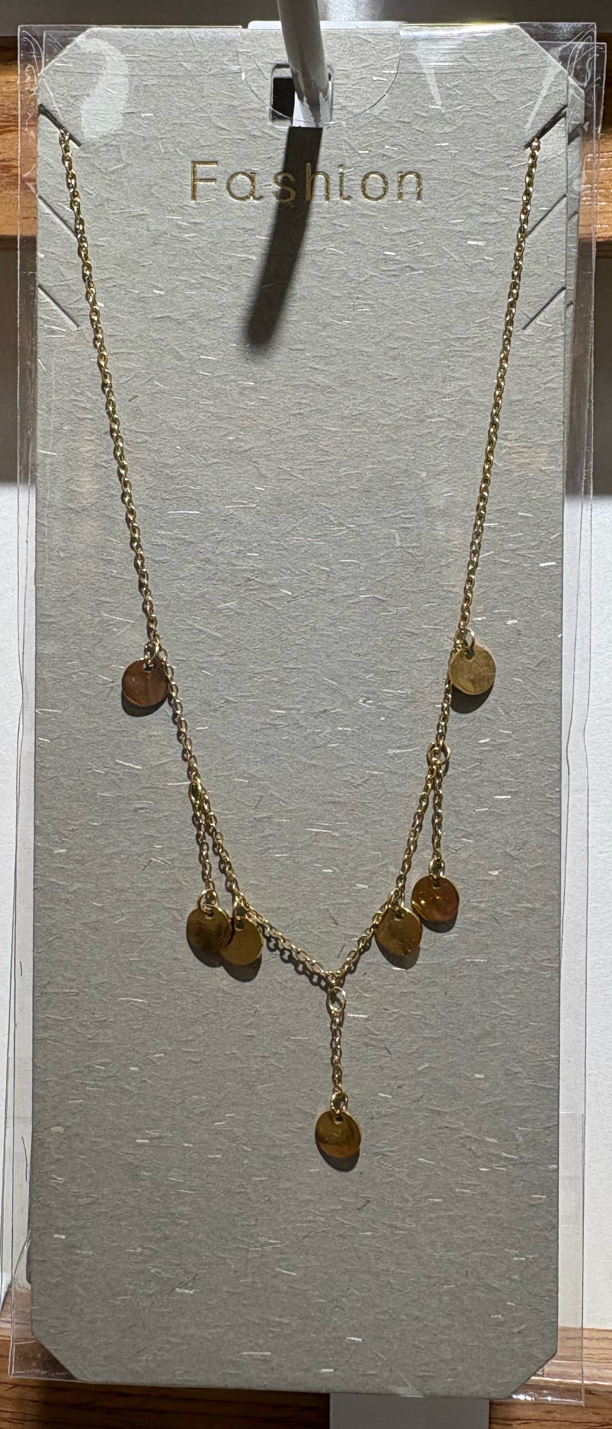 Oval Disc Fringe Necklace - W14-0217