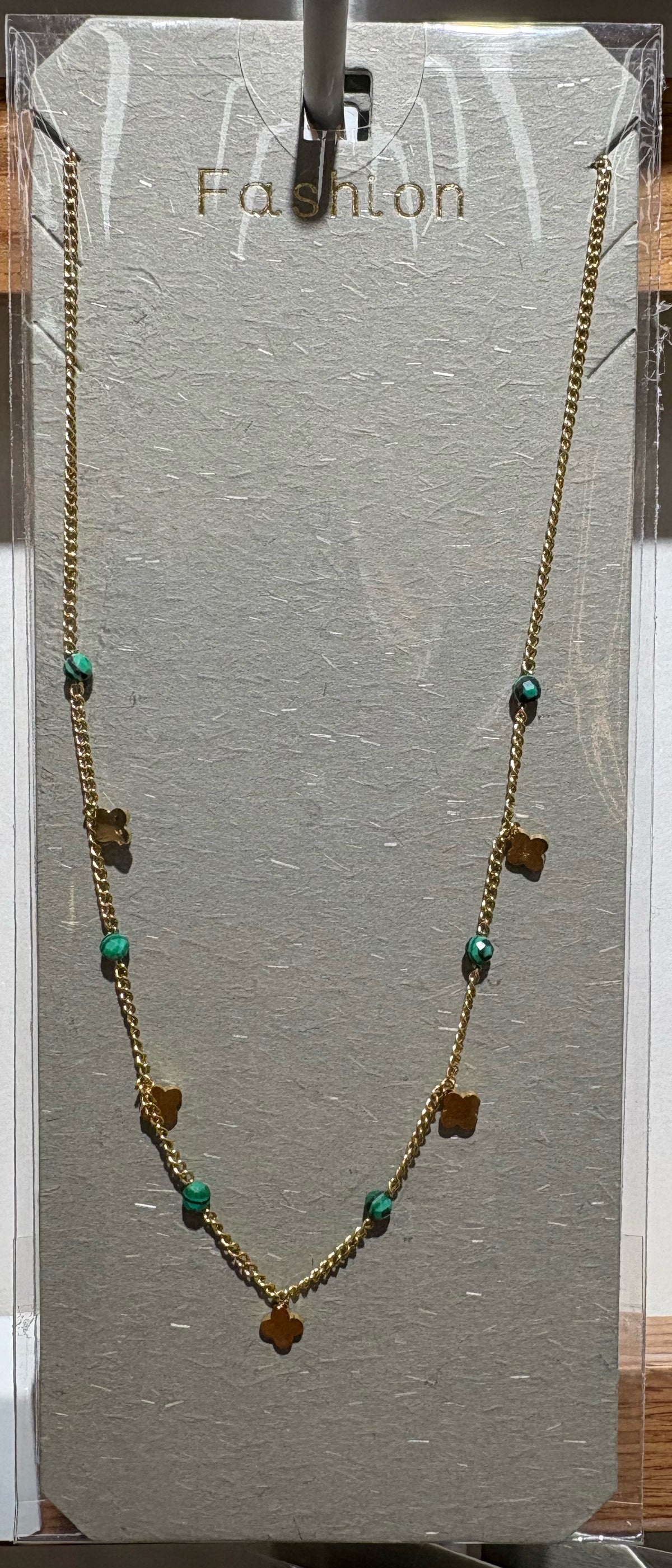 Turquoise Bead Square Necklace - W14-0219